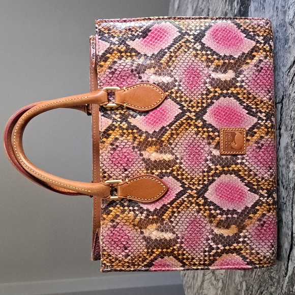 Dooney & Bourke Handbags - Dooney and Bourke Leather Snake Embossed Janine Satchel, EUC, Pink